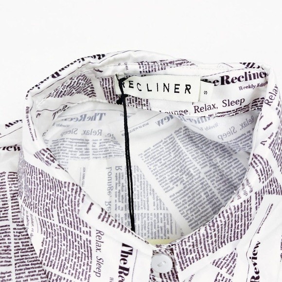 Recliner Newspaper Print Magazine Pajama Top SZ S - Picture 11 of 11